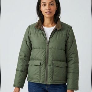 Aberdeen Full Zip Waterproof Green Olive Puffer Coat Size XL